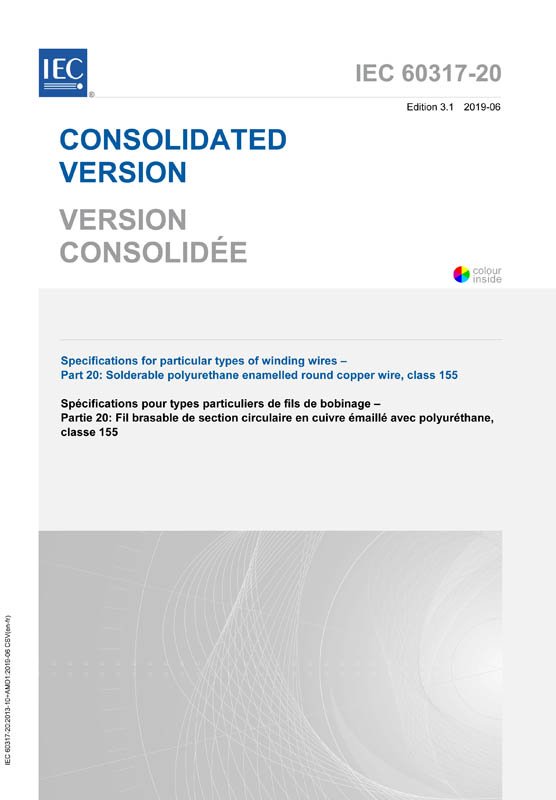Cover IEC 60317-20:2013+AMD1:2019 CSV (Consolidated Version)